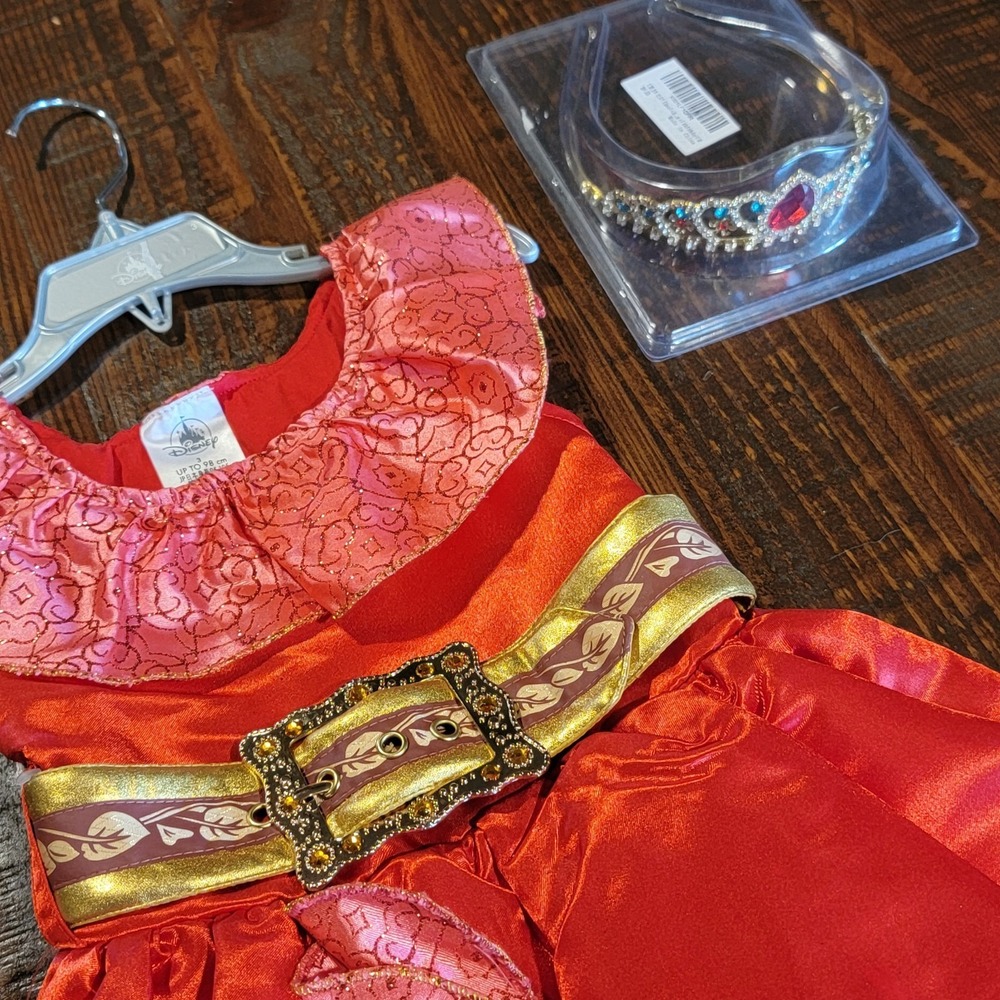 Disney Store Princess Elena Of Avalor Halloween Costume With Crown Girls Size 3 - Picture 8 of 9